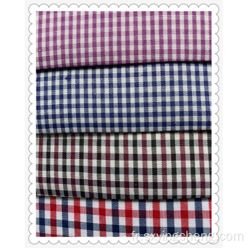 Tissu de chemise à carreaux en polyester